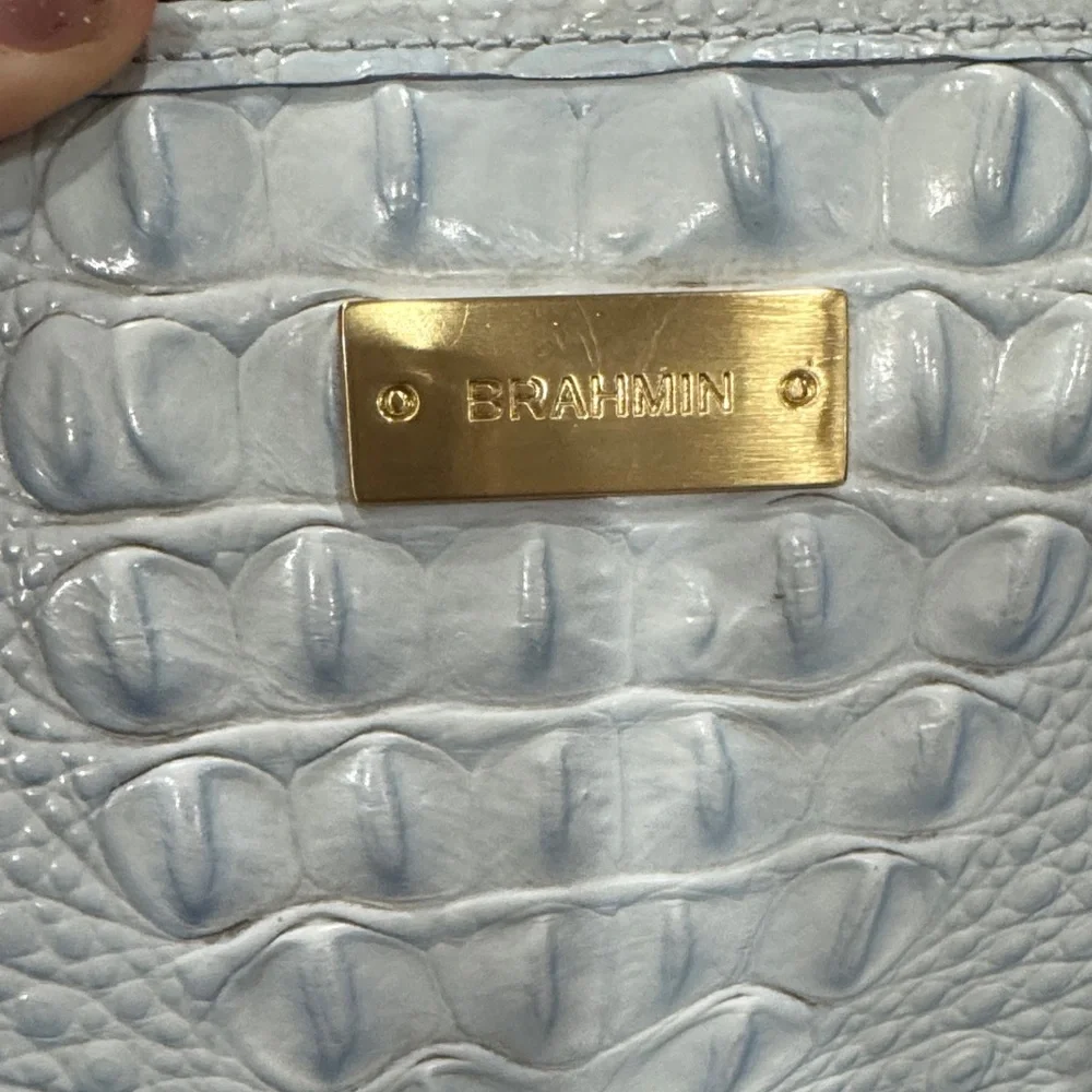 Brahmin Light blue Crocodile Embossed Tote